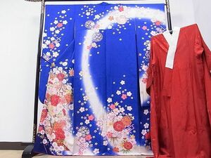 平和屋1■豪華振袖・長襦袢セット　熨斗草花文　暈し染め　金彩　半衿刺繍　逸品　CAAC2196hy