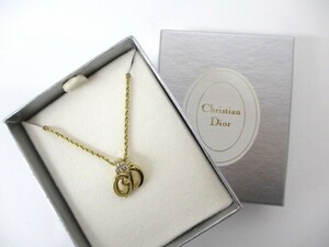 【5-140】Christian Dior クリスチャンディオール CDロゴ ネックレス ゴールドカラー