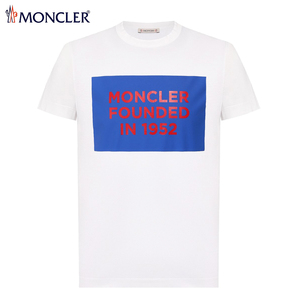 送料無料 146 MONCLER モンクレール 8C74610 8390Y ホワイト ロゴ クルーネック 半袖 Tシャツ size M