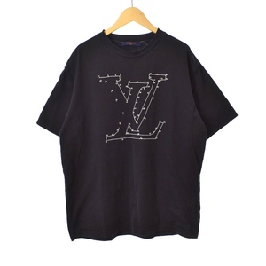 ルイヴィトン LOUIS VUITTON 20AW Tシャツ カットソー 半袖 ロゴ ステッチ 刺繍 L 黒 ブラック RM202M NPG HJY03W メンズ
