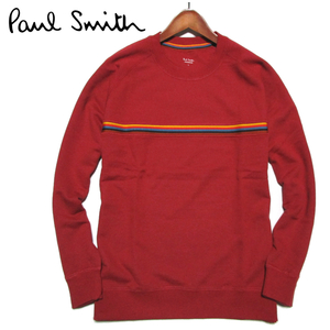 新品 【ポールスミス】 胸アーティストストライプ　スウェット　エンジ系レッド （M） クルーネック　Paul Smith LOUNGEWEAR