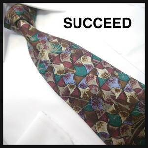 SUCCEED　サクシード　幾何学模様　カモフラ風　最高級シルク100％　ブランド　メンズ　スーツ　小物　ネクタイ