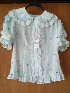 アンジェリックプリティ Candy Petit Heart 丸襟 ブラウス サックス angelic pretty 新品 ハート柄 トップス 半袖 水色