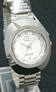 新品未使用品!!TECHNOS/テクノス クォーツ メンズ 腕時計 日付表示 タングステン/ステンレス シルバーxホワイト T9475CS JAPAN MOVEMENT