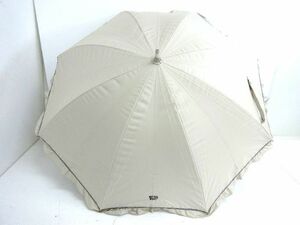 ●A-517● NATURAL BEAUTY/ナチュラルビューティー　日傘　雨傘　晴雨兼用　手開き式　伸縮式　ベージュ系　中古