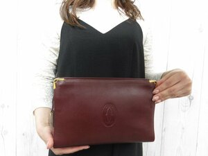 極美品 Cartier カルティエ マストライン セカンドバッグ クラッチバッグ バッグ レザー ボルドー メンズ 70848