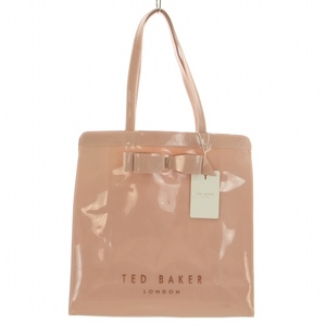 未使用品 テッドベーカー TED BAKER トートバッグ ハンドバッグ ビニール リボン ロゴプリント ピンク タグ付き /BB レディース