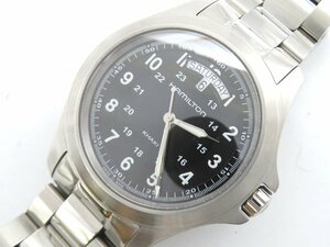 1円◆稼働◆ ハミルトン H644510 カーキ ブラック クオーツ メンズ 腕時計 N15604