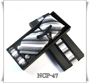 紳士用礼装用ネクタイ＆ポケットチーフ＆カフス釦セット　NCP-47