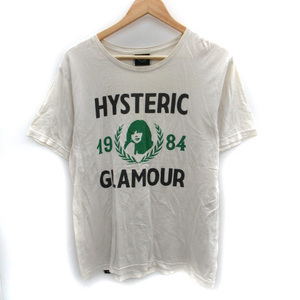 ヒステリックグラマー HYSTERIC GLAMOUR Tシャツ カットソー 半袖 ラウンドネック プリント M オフホワイト /SM29 メンズ