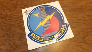【USAF】374th OSS 米空軍横田基地オペレーションサポートステッカーデカールYOKOTA AIR BASE ヨコタエアベース 黒 天候 基地運用 航空管制