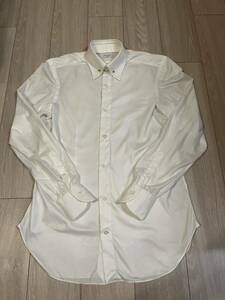 【美品】リングヂャケットナポリ ホワイトコットンピンホールカラードレスシャツ 40サイズ（Mサイズ）エリッコフォルミコラサンタンジェロ