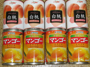カンピー　マンゴー　スライス　425g×4缶　三洋通商　白桃　425g×4缶