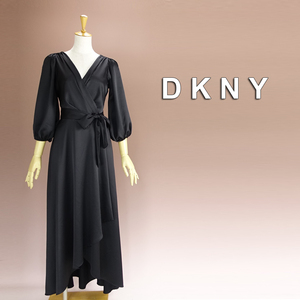 新品 DKNY 2/9号 ダナキャラン 黒 ワンピース パーティドレス ブラック 長袖 結婚式 二次会 披露宴 フォーマル 発表会 演奏会 華46X0203