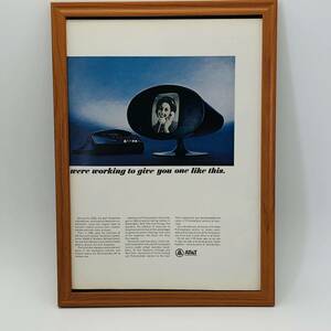 『 AT &T テレビ電話 』ビンテージ 広告　60年代　フレーム 付 ポスター 当時物 額付 LIFE 雑誌 アンティーク オリジナル