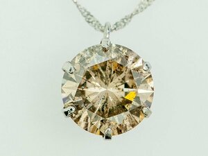 1円スタート Pt850/Pt900 ブラウン ダイヤモンド 1.2ct プラチナ ネックレス 42cm ★中古未使用 美品 1ct up