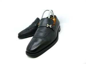 ■本物保証■エルメス/hermes/メンズ/ジョヴァンニ/ローファー/モカシン/レザー/シューズ/靴/革靴/黒/約26～26.5cm★☆美品☆★