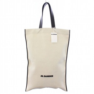 未使用品 ジルサンダー JIL SANDER 24SS BORDER BOOK TOTE LG W/HEART トートバッグ ハンドバッグ ビッグ キャンバス ベージュ /KH レディ