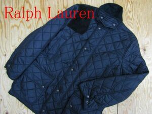 ★ラルフローレン RalphLauren★メンズ 裏フリース レザーパッチ キルティングジップジャケット★R60407059A