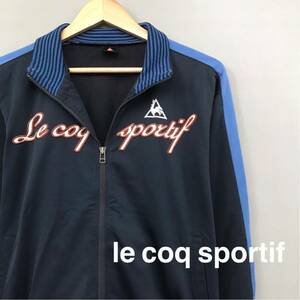 ルコック le coq sportif ジャージ トラックトップ デサント DESCENTE ロゴ 刺繍 ブラック ブルー 黒 青 キッズ 160サイズ ∬▼