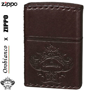 zippo (ジッポーライター)オロビアンコ　国産牛革巻き、手縫い ブラウン 送料無料【ネコポス対応】