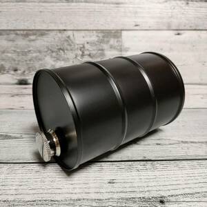 ブラック ドラム缶型 オイル缶 スキットル ガソリン携行缶 ステンレス SUS304 アウトドア アルコール
