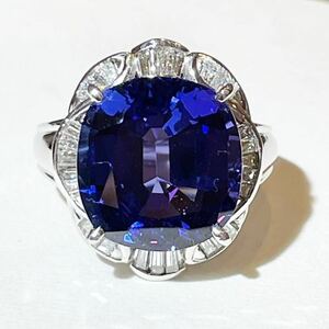 ☆Pt900 タンザナイト10.16ct&ダイヤ付きリング 鑑別書☆