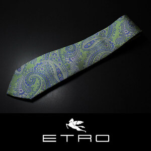 9579◆ETRO エトロ◆高級ネクタイ◆定価27,500円◆剣先幅8㎝◆ペイズリー織柄ライトグリーン◆イタリア製シルク100％◆新品