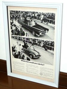 1972年 USA 70s 洋書雑誌広告 額装品 VW Volkswagen Type1 (A4サイズ) / 検索用 フォルクスワーゲン ワーゲン 店舗 ガレージ 看板 装飾