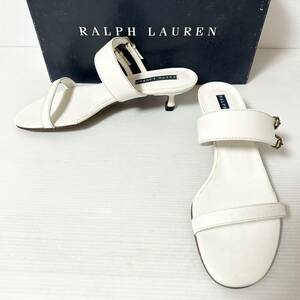 【BOX付】RALPH LAUREN ラルフ ローレン　レザーサンダル 7B 23.5-24cm ホワイト　＊AU