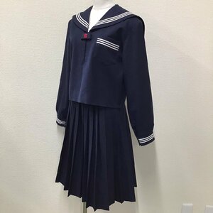 O338 (中古) 兵庫県 竜山中学校 セーラー服 上下セット /8/W64/丈65/セーラー/スカート/白3本ライン/NIKKE/冬服/制服/学生服/高校/女子学生