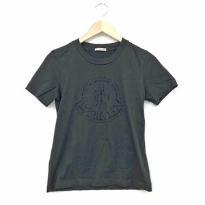 ◆MONCLER モンクレール 半袖Tシャツ サイズS◆ ブラック レディース トップス ラインストーン ロゴ