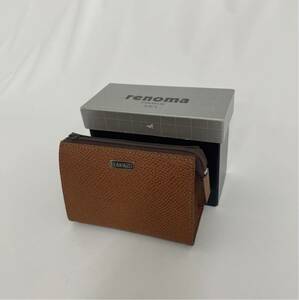 【F0222】renoma レノマ 超ミニバッグ 超ミニポーチ レザー ブラウン系 箱有り 未使用品