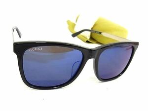 1円 ■美品■ GUCCI グッチ GG0078SK 001 56□17-150 シェリーライン サングラス メガネ 眼鏡 メンズ レディース ブラック系 FA0544