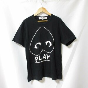 良品 PLAY COMME des GARCONS プレイコムデギャルソン 逆さハートプリント クルーネック 半袖 Tシャツ カットソー M ブラック 113