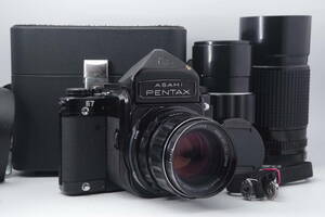 Pentax 67 TAKUMAR 105mm f2.4 + 200mm f4 + 300mm f4 ケース、ストラップ付き