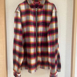 Supreme 24SS Shadow Plaid Flannel Zip Up Shirt WHITE XL シュプリーム　ネルシャツ