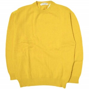 新品 SOVEREIGN ソブリン 21AW スコットランド製 Crew Neck Sweater ウールクルーネックニット 1113-643-4671 42 Mustard 定価55,000円