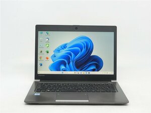 2018年モデル/WEBカメラ/薄い/軽量/中古/13型/ノートPC/Windows11/爆速SSD256/8GB/6世代i7/TOSHIBA　R63/F　MSoffice2021搭載　HDMI USB3.0