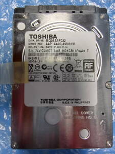 【中古】 TOSHIBA MQ01ABF032 320GB/8MB 8438時間使用 管理番号:D221