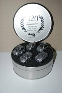 ●お宝絶版品　メルセデスベンツ自動車誕生１２０周年記念缶ケース入り５台セット　銀