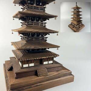 木製 彫刻 小林孝心 五重塔 高さ約53cm 孝心 塔 天然木製 模型 仏教美術 