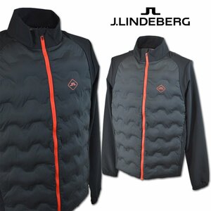 3割引【J.リンドバーグ】メンズ 中綿ブルゾン L(48) 黒 071-59019-19 J.LINDEBERG ゴルフ アウトドア 防風 撥水 かっこいい @