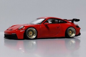 希少 1/64 TSM ミニGT MINI GT ポルシェ 911 GT3 ガーズレッド 改 タイプ 992 深リム BBS LM ローダウン カスタム ツライチ 改造 ドイツ