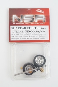新品 NSR 1/32 REAR KIT RTR Tires 17 DIA for NINCO ANGLEW アングルワインダー ギア タイヤ アルミホイール 9113 スロットカー