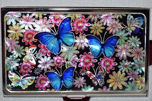 ◆◆韓国 伝統工芸◆螺鈿細工 名刺入れ◆青い蝶◆即決！◆◆