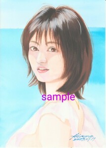 オリジナル手描きイラスト　透明水彩　女の子　少女　Ａ4サイズ「海」
