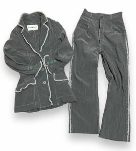 Rare 1990s YOSHIKI HISHINUMA Wrinkle Processing Frill Set up Jacket Pants issey miyake pleats please masaki matsushima gaultier