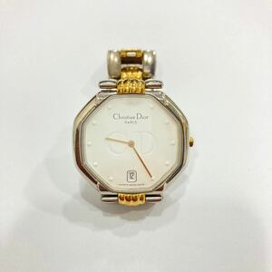 1円〜 稼働品 Christian Dior クリスチャンディオール 45.204 オクタゴン SS クオーツ 腕時計 シルバー ゴールド コンビ デイト