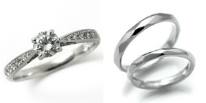 婚約指輪 安い 結婚指輪 セットリングダイヤモンド プラチナ 0.3カラット 鑑定書付 0.319ct Eカラー VS2クラス 3EXカット H&C CGL